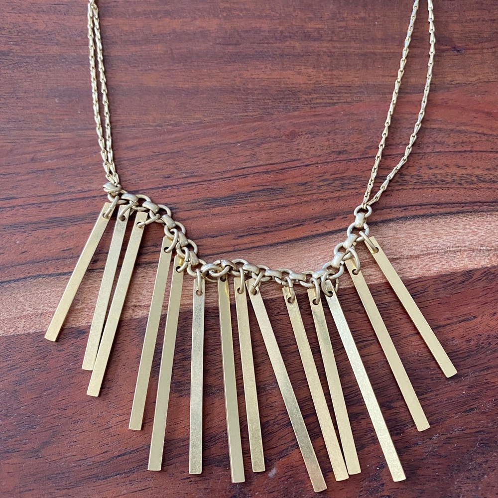 Madewell Women’s Gold Toned Bar Fringe Statement Necklace